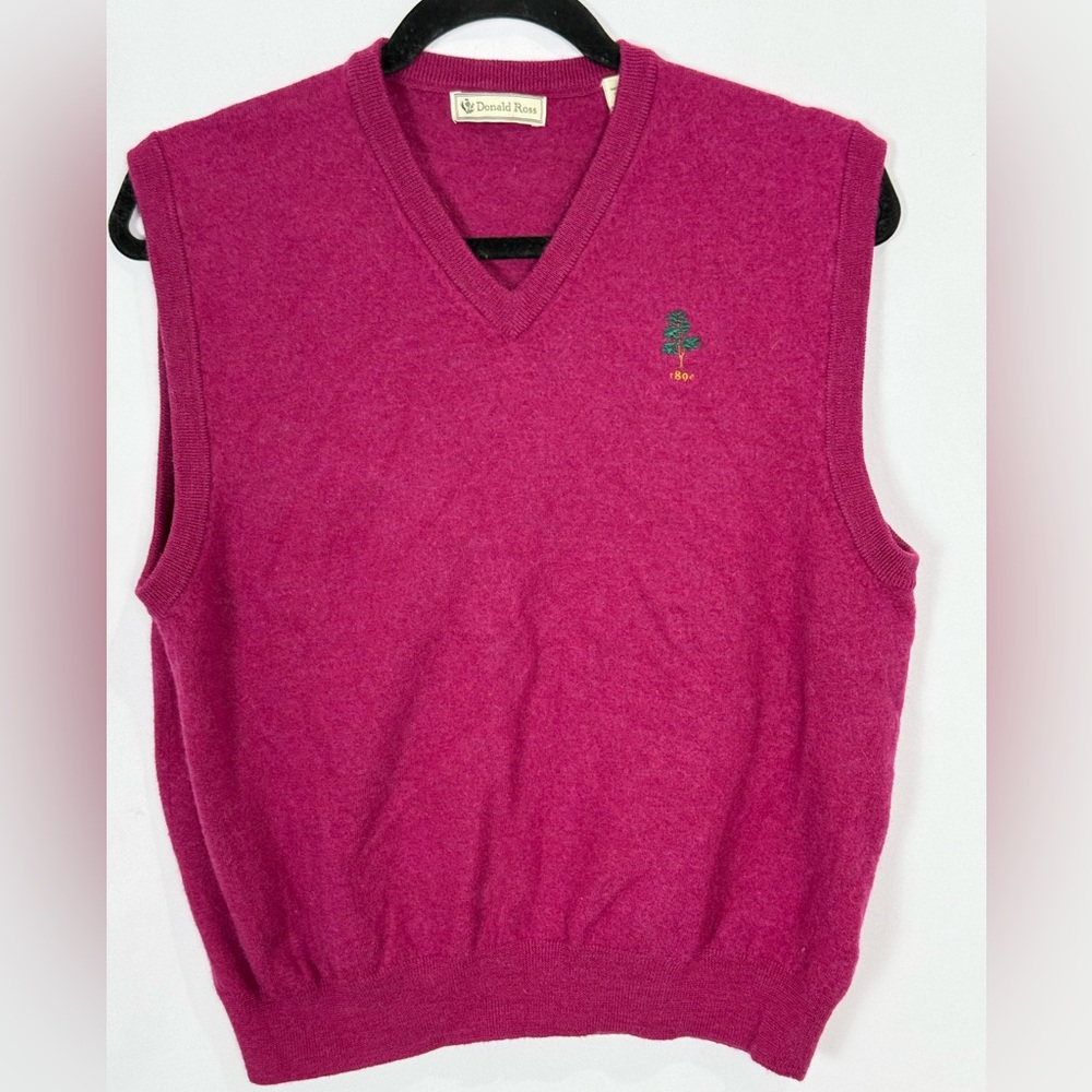 Vintage Donald Ross ERIN HILLS Sweater Vest 100% Merino Wool Mens Maroon S-L